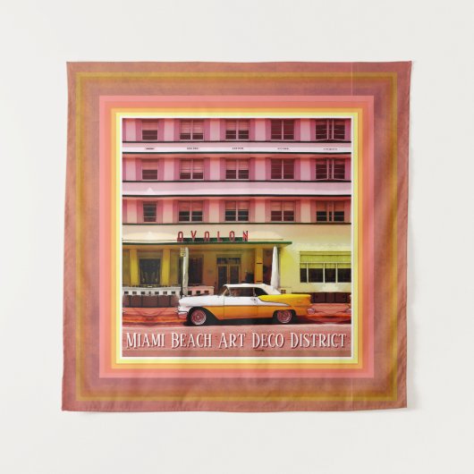 Oldtimer in het Art Deco District, Miami, Florida Wandkleed (Voorkant)