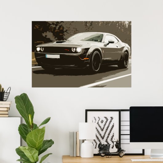 Oldtimer Muskusauto Dodge Challenger Auto Poster (Thuiskantoor)