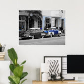 Oldtimer op Ocean Drive Miami Beach Poster (Thuiskantoor)