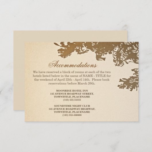 oldtimers ontwerp van oldtimage bruiloft informatiekaartje (Voorkant / Achterkant)