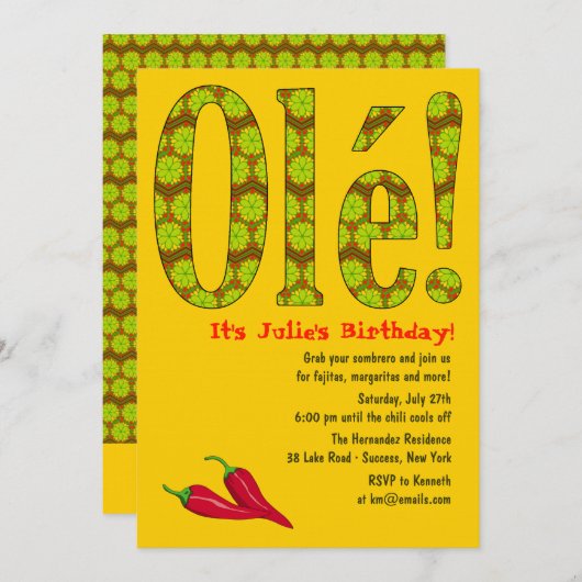 Ole ! Invitation à thème mexicaine (Devant / Derrière)