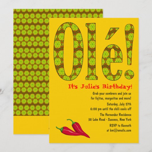 Ole ! Invitation à thème mexicaine (Devant / Derrière)