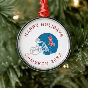 Ole Miss Football helm Lichtblauw Metalen Ornament