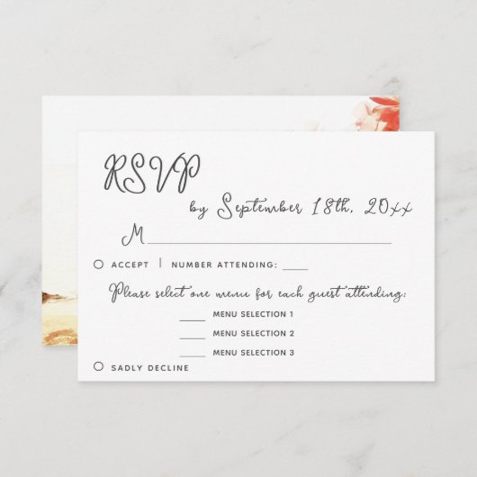 Oleander Floral Menu Choix RSVP Mariage Réponse (Devant / Derrière)