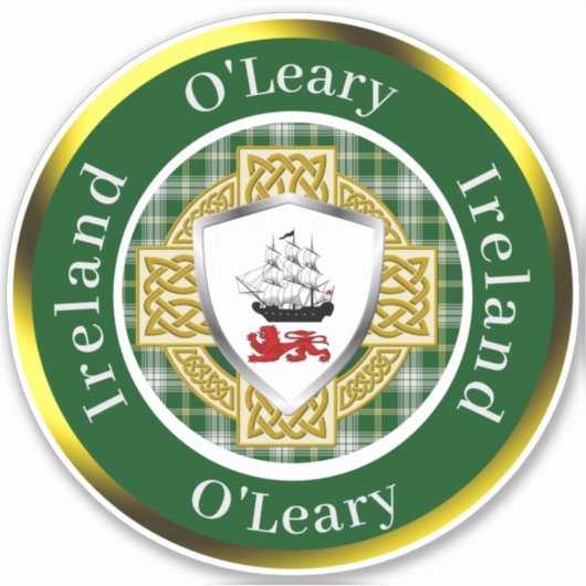 O'Leary Irish Shield/Celtic Cross Personalized Sticker (Voorkant)