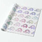 Olephants parelhologram Iridescent White roze Cadeaupapier (Uitgerold)