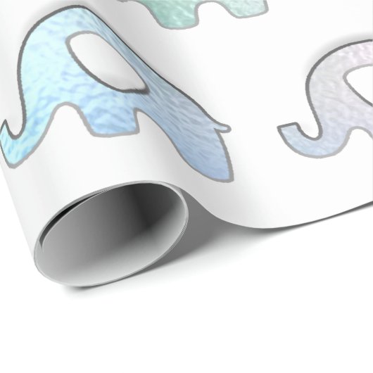 Olephants parelhologram Iridescent White roze Cadeaupapier (Rol Hoek)