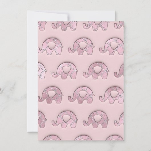 Olephants Roze Pastel Blue Baby shower Silver Kaart (Achterkant)