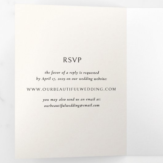 Olga Black Moderne bruiloft Drieluik Uitnodiging (Binnenzijde eerst)