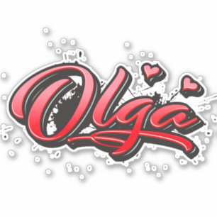 Olga red heart graffiti Autocollants