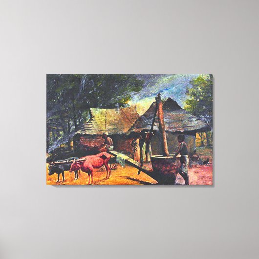 Olie Extractor: Raja Ravi Varma schilderij Canvas Afdruk (Voorkant)