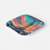 Olie Gas Rig Bij Zonsondergang Rundvee en Amerikaa Papieren Bordje (Gebogen)