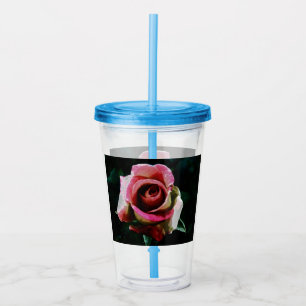 Olie geschilderde rode roos acryl drinkbeker