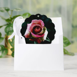 Olie geschilderde rode roos ornament kaart