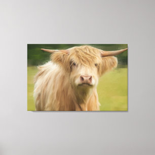 Olie geverfde hoge koeienvangers — grote omhulde canvas afdruk