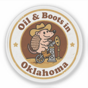 Olie & Laarzen_ Oklahoma Vintage Kunstwerk Sticker
