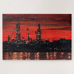 Olie Rigs bij Nacht 1014pc Puzzel