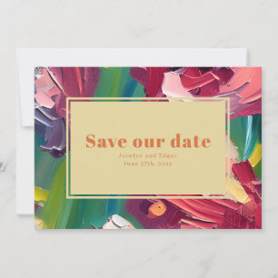 Olie Schilderij Geïnspireerde Deco Groovy Bruiloft Save The Date