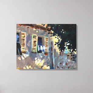 Olie-schilderij huis verlicht door de zon in Frank Canvas Afdruk