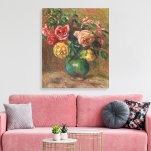 Olie-schilderij met Franse bloemmotieven in vintag Canvas Afdruk