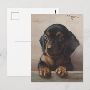 Olie-schilderij met portret van een antieke Weense Briefkaart