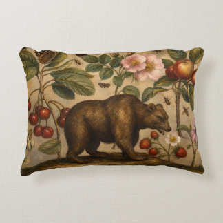 Olie-schilderij met vintage beer en botanische boo accent kussen