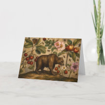 Olie-schilderij met vintage beer en botanische boo