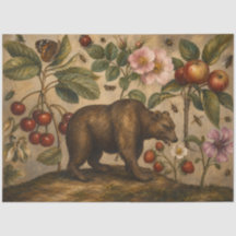 Olie-schilderij met vintage beer en botanische boo