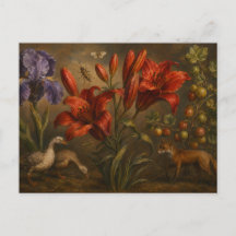 Olie-schilderij van een vintage botanische tuin me