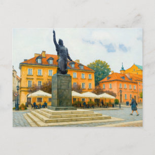 Olie-schilderij van Warschau - Jan Kilinski-monume Feestdagenkaart