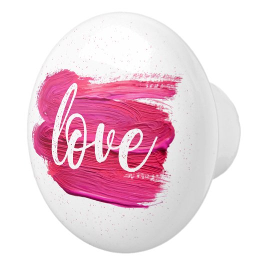 Olie Verf Liefde citaat Roze design Keramische Knop (Rechts)