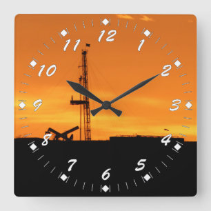 Olie Workover Rig White Numbers Vierkante Klok