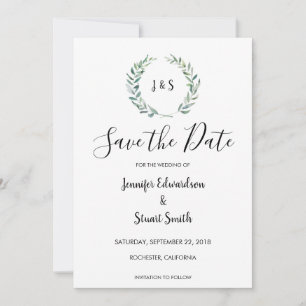 Oliebladeren van de botanische waterverf Sla de da Save The Date