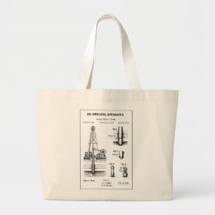 olieboorblauwdruk grote tote bag