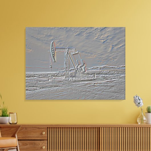 Oliebron pompen (pomp Jack) eenheid (reliëf look) Canvas Afdruk (Insitu (Woonkamer))