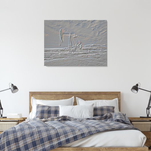 Oliebron pompen (pomp Jack) eenheid (reliëf look) Canvas Afdruk (Insitu (Slaapkamer))