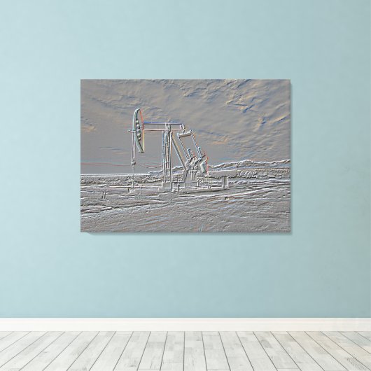 Oliebron pompen (pomp Jack) eenheid (reliëf look) Canvas Afdruk (Insitu (Houten vloer))