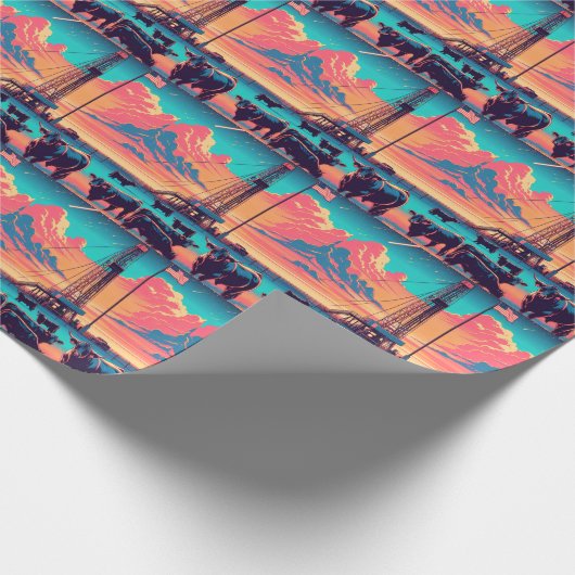 Oliegasinstallatie bij zonsondergang Vee en Ameri Cadeaupapier (Hoek)