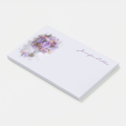 Oliekleur Bloemen Hand Script Elegant Art Sjabloon Post-it® Notes (Schuin)