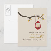 Olielamp Camping Fall Wedding Save the Date Aankondigingskaart (Voorkant / Achterkant)