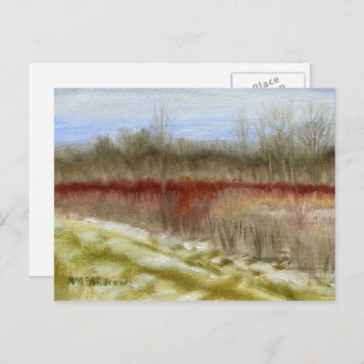 Olielandschap "Winter Field Sketch" Briefkaart (Voorkant / Achterkant)