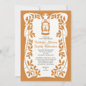 Olielantaarn en eikenboom bladeren bruiloft uitnod kaart (Voorkant)