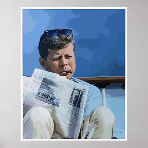 Oliepastelschilderij John F. Kennedy Poster