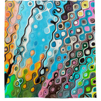Oliepasteltekening. Abstracte kleurenachtergrond.  Douchegordijn