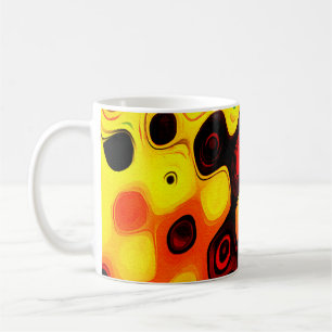 Oliepasteltekening. Abstracte kleurenachtergrond. Koffiemok