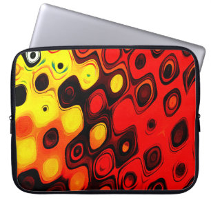 Oliepasteltekening. Abstracte kleurenachtergrond.  Laptop Sleeve