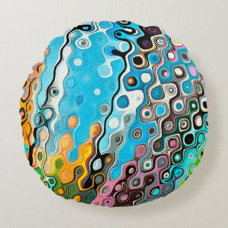 Oliepasteltekening. Abstracte kleurenachtergrond.  Rond Kussen