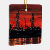 Olieplatforms 's nachts keramisch ornament (Rechts)