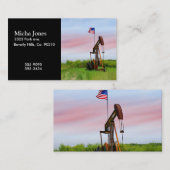 Oliepomp met Amerikaanse vlag Visitekaartje (Voorkant / Achterkant)