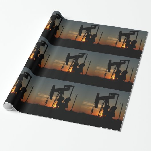 Oliepompaansluiting bij Sunset Gift Wrap Cadeaupapier (Uitgerold)